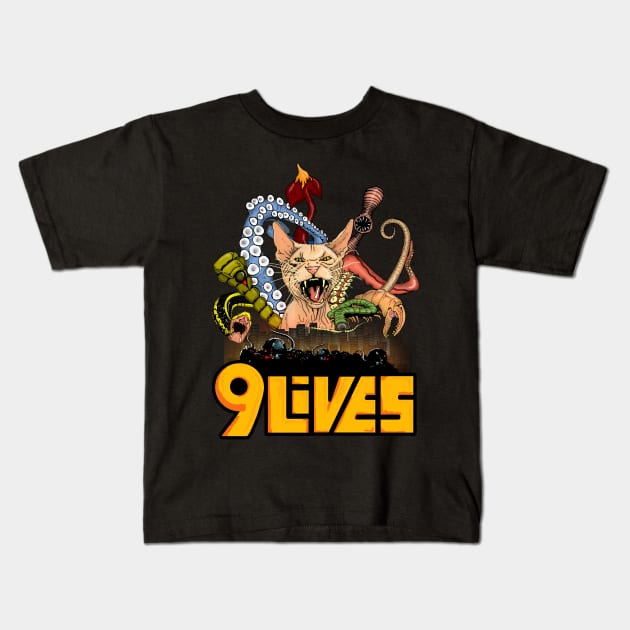 Nine lives Kids T-Shirt by Johanmalm